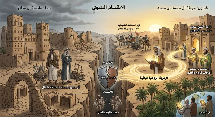 الانقسام البنيوي: حوطة آل محمد بن سعيد وعاصمة آل مطهر