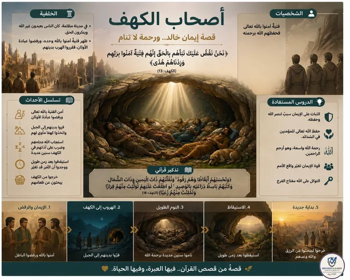اللوحة الإرشادية لقصة أصحاب الكهف