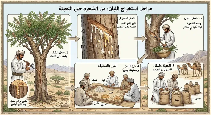 مراحل استخراج اللبان: من الشجرة حتى التعبئة