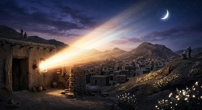 نور المولد فوق القرية